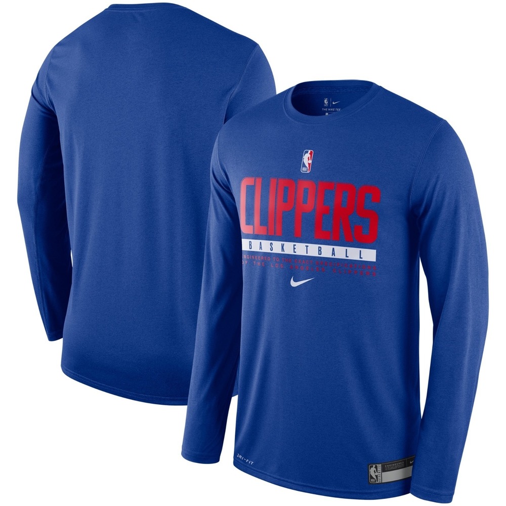 New Nike Mens Los Angeles LA Clippers NBA Long Sleeve Shirt Size Medium Blue Red